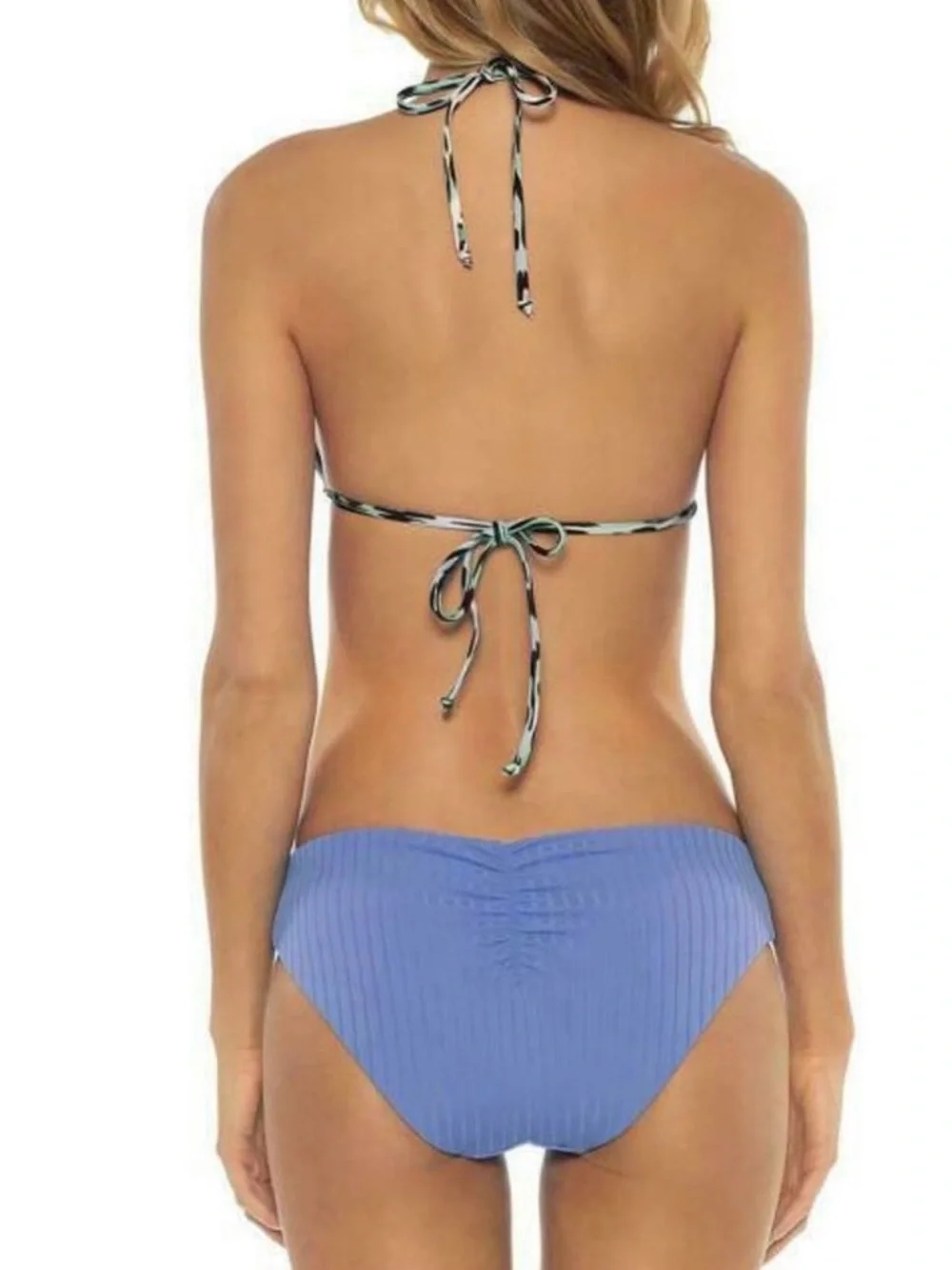 NWT BECCA Blue Animal Instincts Reversible String Bikini Set M Top & L Bottoms